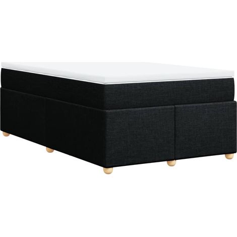 Lit double Lit adulte Sommier à lattes de lit avec matelas noir 120x190 cm tissu
