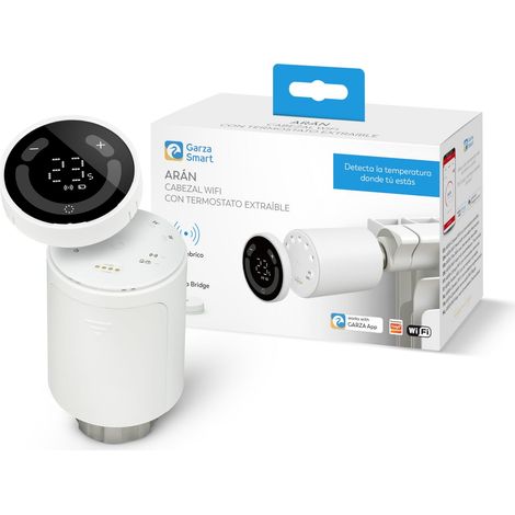 Garza - Set di testine Duo per radiatore + sensore portatile, valvola termostatica, controllo app e voce (Alexa e Google Home), modalità manuale/automatico.Necessario dispositivo Bridge/HUB ZigBee 3.0 (1/5)