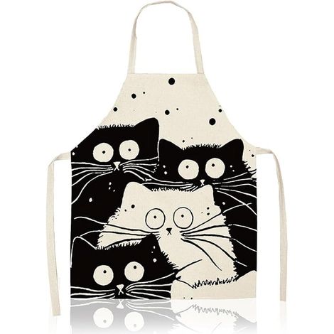 Ecleanfy - Tablier de cuisine mignon avec motif chat, tablier de cuisine ajustable et amusant pour hommes et femmes, motif chat mignon, tablier de cuisine et de pâtisserie, 55 cm x 68 cm (1/4)