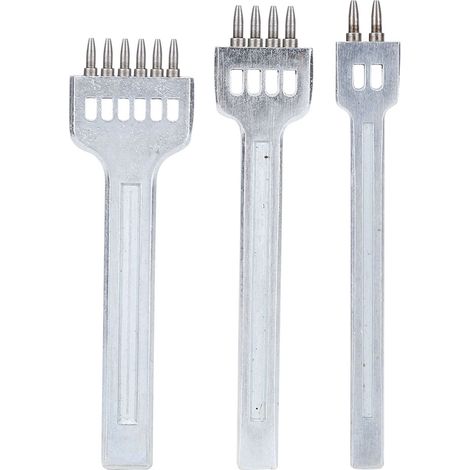 Outil de poinçonnage à 3 griffes pour cuir HCS espacement de 4 mm, ciseau à 2+4+6 griffes (4 mm (2+4+6)) (1/5)