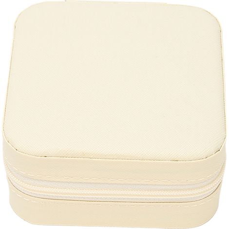 Boîte à bijoux, petite boîte à bijoux en cuir, boîte à bijoux portable de voyage, blanche. (1/5)