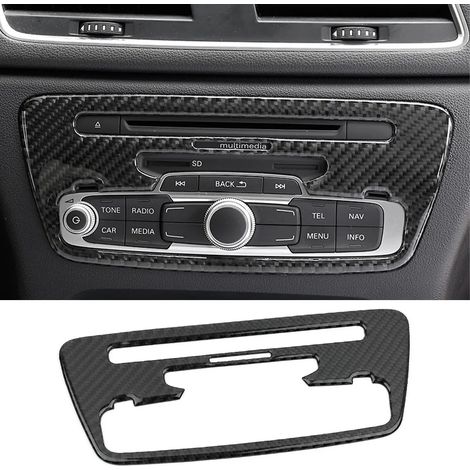 (Panneau CD) Convient pour Audi Q3 2012-2018. Cache décoratif en fibre de carbone pour panneau CD de console, cadre de commande de climatisation et autocollant. Accessoires auto. (1/5)