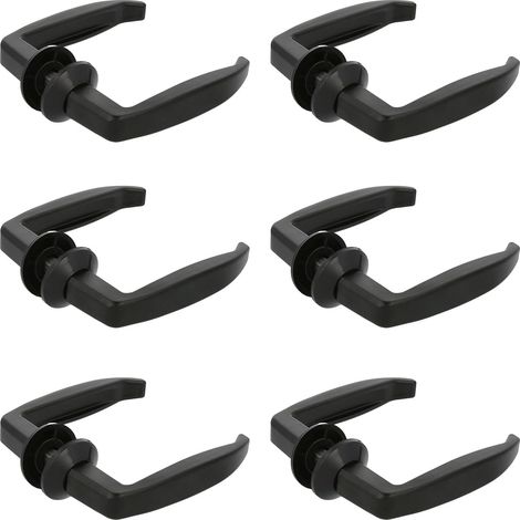 Lot de 6 Poignées de porte d'intérieur, Modèle 2115, 105 x 40 mm, Élégant et Simple, Taille du carré 8 mm, Poignée Ergonomique, Aluminium Noir (1/5)