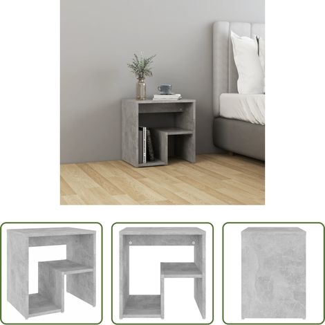 Étagère -  Table de chevet gris béton 40x30x40 cm bois d'ingénierie (1/5)
