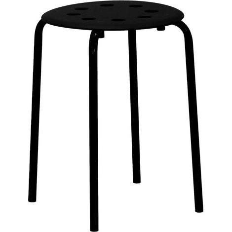 Schwarzes Metall-Hocker H2008 mit schwarzen Beinen