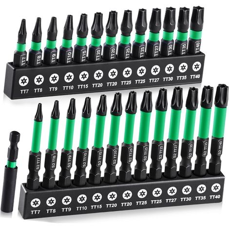 Coffret de rangement portable comprenant 27 embouts magnétiques pour tournevis et perceuses, avec conception inviolable.