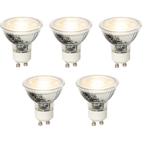 Set of 5 GU10 Dimmable LED Bulbs 4W 300lm 2700K