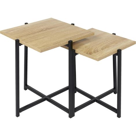 Ensemble de 2 tables gigognes en bois et métal KALO (1/5)
