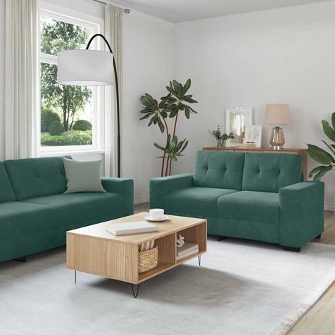 Sofa Set 3 pcs Dunkelgrün 221 x 80 x 80 cm Samt