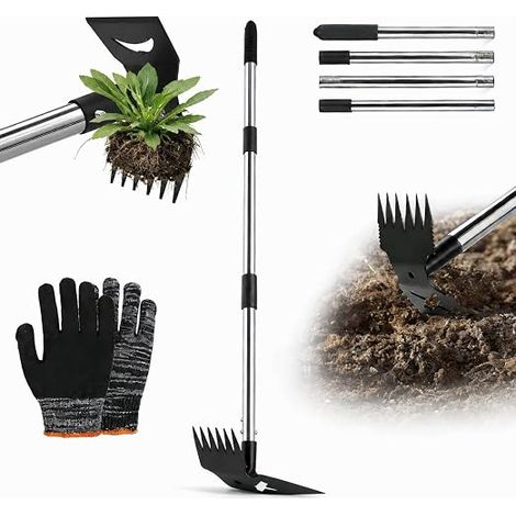 Extracteur de Mauvaises Herbes avec Long Manche Outil de Désherbage Manuel Outil de Désherbage de Jardin Outils Manuel Arrache Racine sans Se Baisser pour Cour, Pelouse, Terrasse, Jardin (1/5)