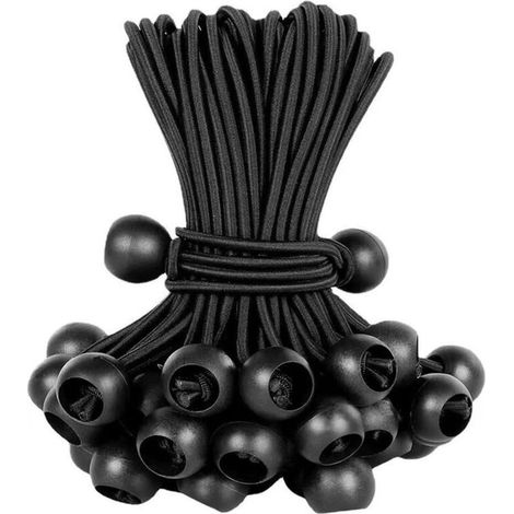 – Lot de 25 tendeurs de bâche en caoutchouc noir – Sangles d'expansion pour fixation de bâches, tentes et bannières – Usage intensif (1/5)