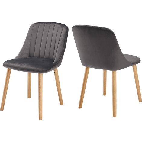Goeurvant Moderne Esszimmerstühle mit dicker Sitzpolsterung, ergonomischer Rückenlehne und Holzbeinen, Stil und Komfort in einem - 2er Set - Dunkelgrau