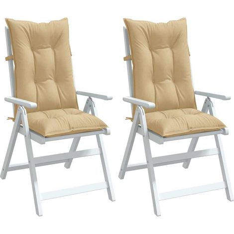 Coussins de chaise à dossier haut lot de 2 beige mélangé en polyester 120 x 50 x 7 cm - PANGIVO (1/5)