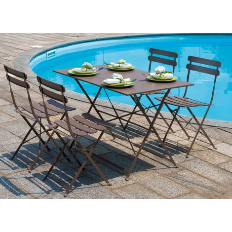 Tavolo rettangolare pieghevole in ferro color tortora 110x70 cm MALIGI HOME MG/TEIA Ferro - Tortora (1/4)