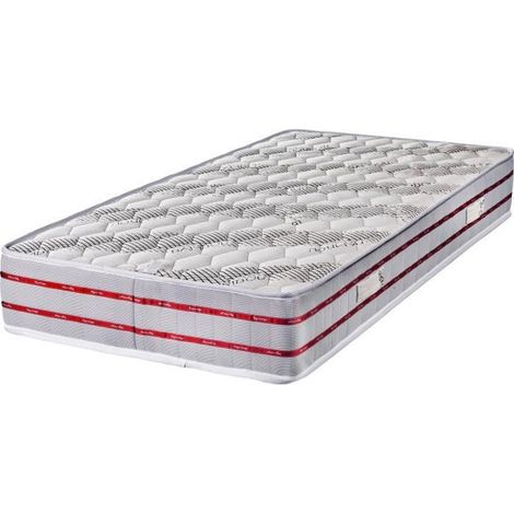 Matelas 90x190 cm - 21 cm - Ferme - Tissu Maxi - Oreiller Visco - Aertech 35 Kg/m3 HR - 5 Zones de Confort - Confort Optimal - Usage Quotidien (1/4)