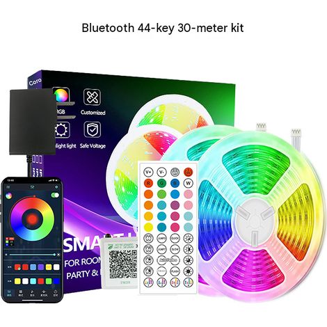 Bande LED Bluetooth RGB 30m – Télécommande, couleurs changeantes, éclairage d'ambiance. (1/5)