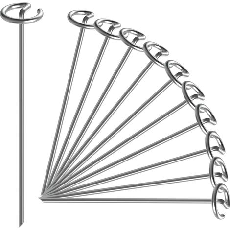 25 piquets galvanisés pour toile de paillage, accessoires de jardinage essentiels, piquets anti-mauvaises herbes, agrafes pour gazon extérieur (25 pièces) (1/4)