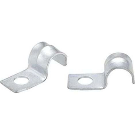 50Pcs Attache Fixer Grillage Rigide Traille Trou Tube Côte Renforcée Collier Serrage pour Tuyau en Acier au Carbone Zingué 22,5x10x9,5 mm Diamètre int.8mm (1/5)