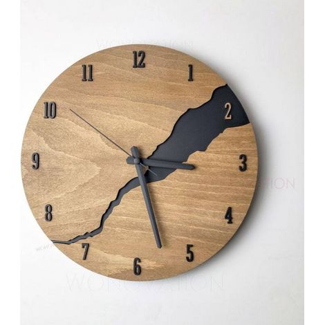 Leise, nicht tickende Wanduhr, kreative Wanduhr aus Holz, japanische nordische minimalistische Uhr für Zuhause, Wohnzimmer, Büro, B