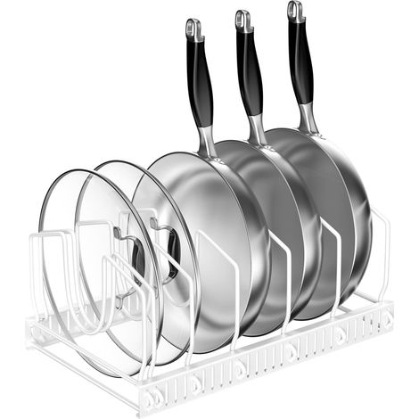 Support de couvercle de casserole extensible, étagère de cuisine pour plan de travail, étagère de rangement multifonction pour casseroles et assiettes, facile à prendre (1/5)