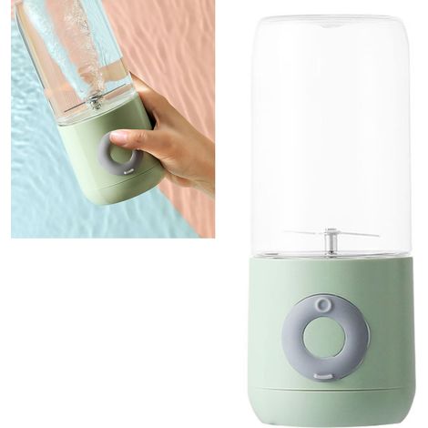 Mixeur-extracteur de jus portable à 6 lames, rechargeable par USB, pour la maison, la cuisine et l'extérieur (vert). (1/5)