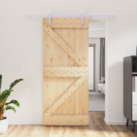 Puerta corredera con herrajes madera maciza de pino 90x210 cm vidaXL (1/5)