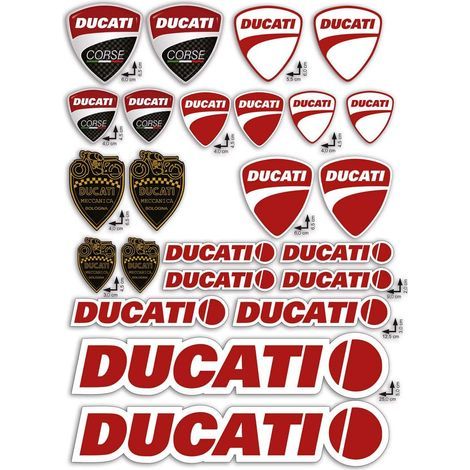 Set di 24 adesivi per moto, stemma Ducati Corse, poliestere opaco, per casco e motore. (1/4)