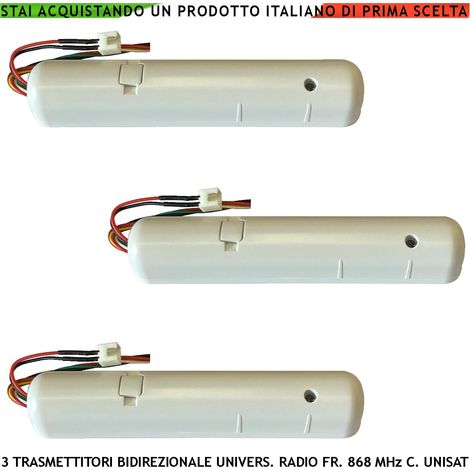 Trasmettitore Radio Bidirezionale 3 Pezzi Frequenza 868 MHz Portata 300 MT Codifica UNISAT Anticollisione Anti Jamming Ingresso Sensori Remoti Conta Impulsi Controllo Degli Allarmi Protezione Tamper (1/4)