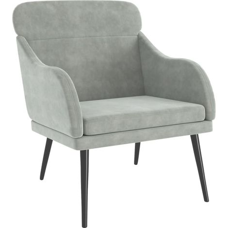 Fauteuil de Salon,Chaise,Fauteuil Gris clair 63x76x80 cm Velours CFW776572 (1/5)