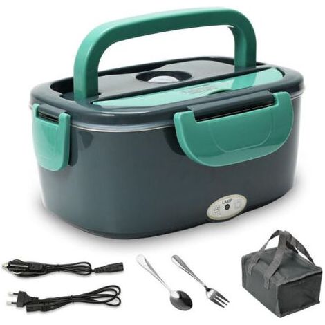 Boîte à lunch chauffante, 60W 1,5L, boîte chauffante 2 en 1 pour camion, maison, école, voyage, boîte à lunch chauffante électrique 12V/24V/220V, (1/4)