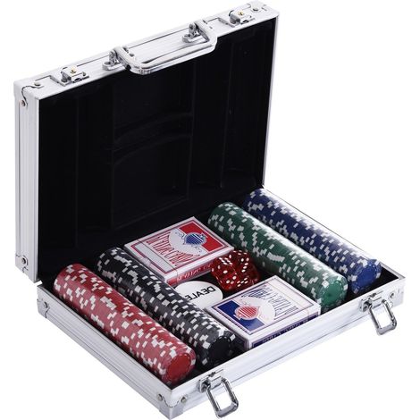 Pokerkoffer 200 Pokerchips, 2 Kartenspiele, 5 Würfel, Alukoffer, Polystyrol, 29,5X20,5X6,5 Cm, Für Spieleabende