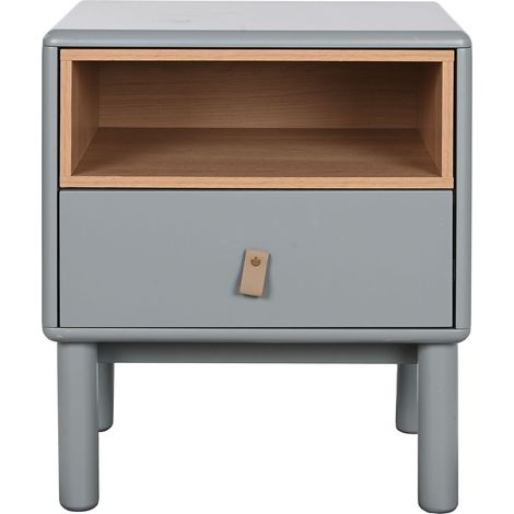 Table de nuit, table de chevet en bois coloris vert et PU coloris gris - longueur 48 x profondeur 40 x Hauteur 55 cm (1/5)
