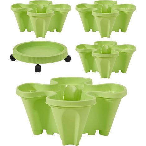 Garten Blumentopf 4 Stapelbare Gartentöpfe mit abnehmbarem (1/5)