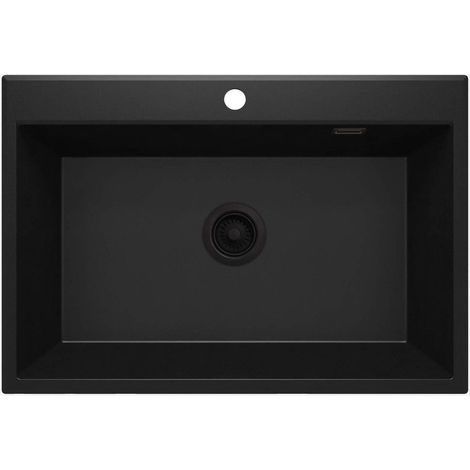 Lavello cucina in granito con 1 vasca 70x52 cm nero - Lyra