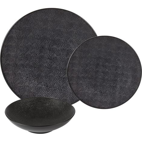 Table Passion - Service d'assiettes Vésuvio noir 18 pièces