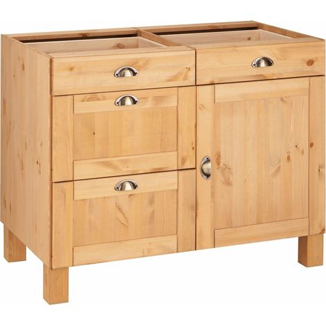 Armoire basse Oslo 1 porte – 4 tiroirs en bois massif certifié FSC – Finition cire teintée – Espace de rangement optimisé