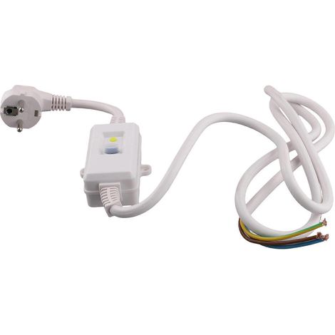 Prise de disjoncteur différentiel, fiche de disjoncteur différentiel avec câble, adaptateur de protection individuelle, prise standard européenne, blanc. (1/5)