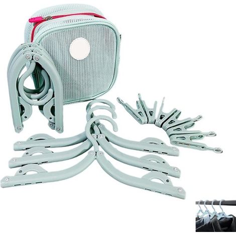 Confezione singola - Gruccia da viaggio pieghevole - Gruccia con 12 clip - Gruccia pieghevole portatile - Gruccia con scatola portaoggetti - Gruccia pieghevole per navi da crociera - Adatta per case, 