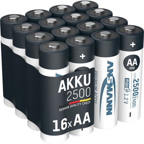 ANSMANN Akku Mignon AA 2500 mAh1,2V Ni-MH, 16 Stück