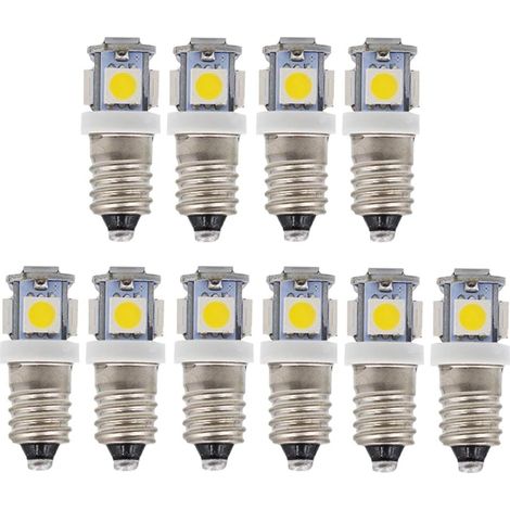Lot de 10 ampoules LED E10 6V 5SMD 0,5W 50LM (blanches) - Parfaites (1/4)