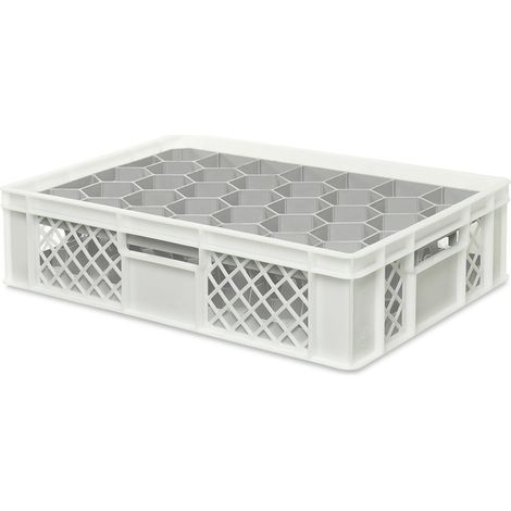 BRB Gläserkiste 600x400 mm für 15, 24, 33 oder 40 Gläser, farbig (Weiß, für 33 Gläser Ø 75 mm, Glashöhe max 122 mm)