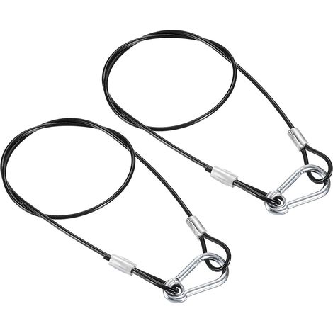 Sicherheitskabel – 2 Stück – Edelstahl 304 – Doppelschlaufe mit Haken – Für Fahrradgepäckbeleuchtung – 70 cm, Silber (1/5)