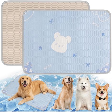 Tapis Rafraîchissant pour Chien Tapis en Latex Tapis Rafraichissant sans Eau ni Piles Antidérapant Portable pour Chiens,Chats, Canapés,Maison,Voyages et Voiture Motif Ours Bleu 5070cm (1/5)