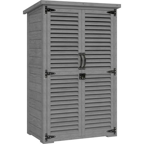Armoire Noiseval Rangement Jardin Extérieur Étanche Gris 2 Portes Persiennes 75x50x118 cm