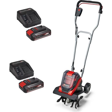 Einhell Cordless Twin 18v/36v Tiller Cultivator Rotavator 2 x 2.5AH Battery Pack (1/5)