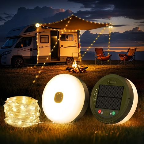 10 Meter lange, einziehbare 4-in-1-Solar-LED-Lichterkette für Camping mit 4-in-1-Funktion. (1/5)