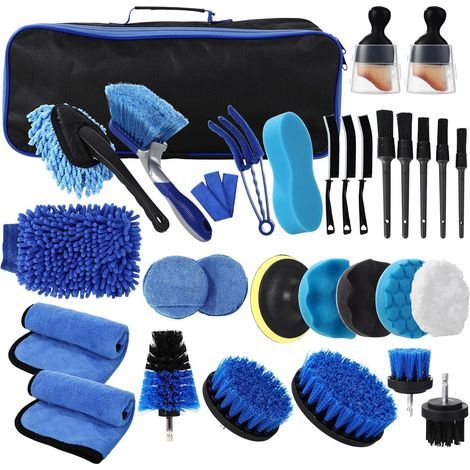 31 Piece Car Cleaning Kit, Car Cleaning Brush Kit for Interior and Exterior Car Details, Car Brush Wast Set, Car Cleaning Kit for Ventilation Slots, Wheels, Surfaces (1/5)