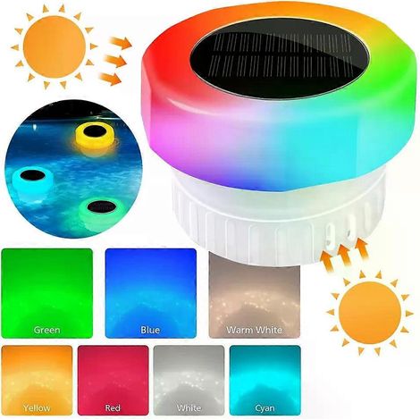 Solarbetriebener, schwimmender Chlortablettenspender mit farbiger Beleuchtung, IP68 wasserdicht, für Tabletten bis zu 7,6 cm (3 Zoll) (1/4)