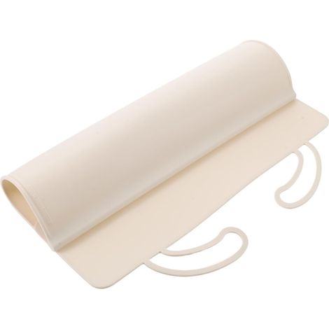Tapis de Repas Bébé en Silicone Beige Carré à Bord Surélevé (1/5)
