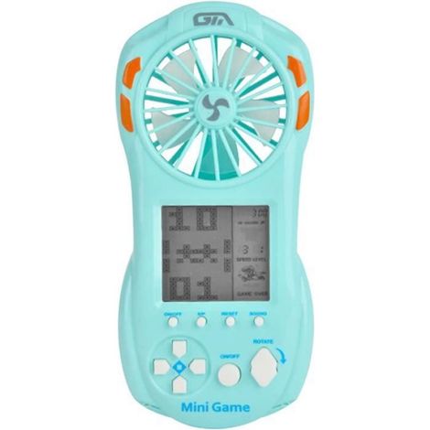 Ventilateur Portable - Alimenté Par 3 Piles AA - Avec Éclairage RGB Et Mini-Jeux Intégrés - Dimensions 17 x 7,5 x 3,5 cm - 1 Pièce (1/4)